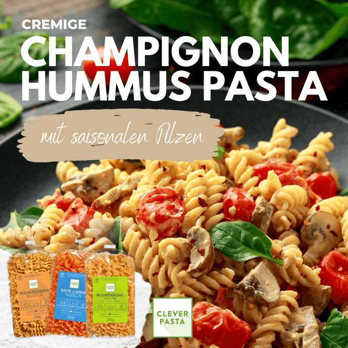 Cremige Champignon-Hummus Pasta
